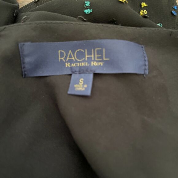 Rachel Roy Romina Women's Tank Shirt Blouse S Black W/ Rainbow Colorful Accents - Picture 9 of 9